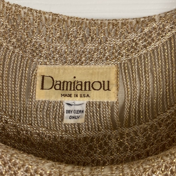 Size Large knit skirt and top set in flapper style.  Gold and beige - Picture 2 of 8